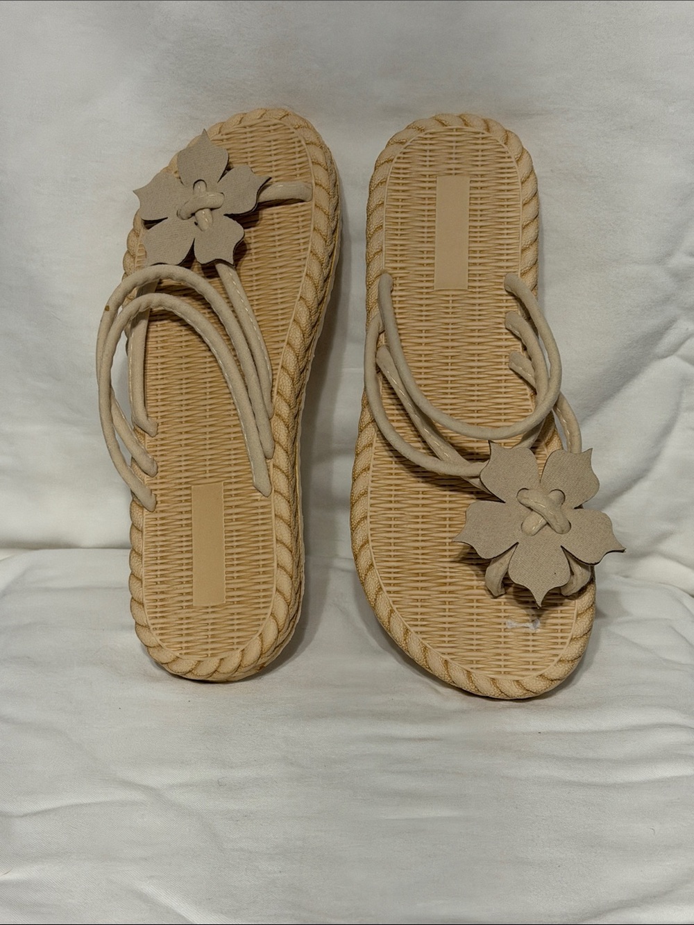 Women’s Beige Floral Rope Sandals